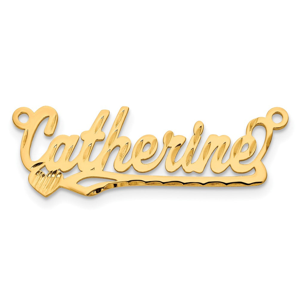 Gold Plated Sterling Silver/Gold Diamond Cut Heart Name Plate