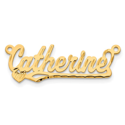Gold Plated Sterling Silver/Gold Diamond Cut Heart Name Plate