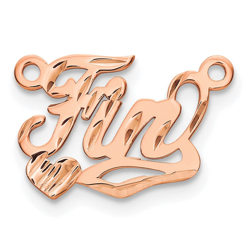 Rose Plated Sterling Silver/Rose Diamond Cut Heart Name Plate