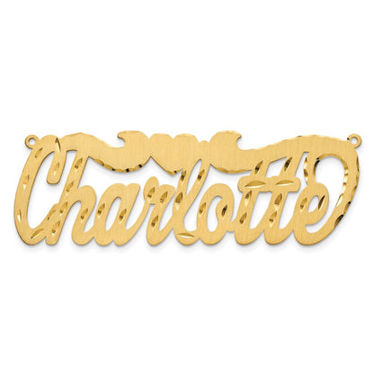 Gold Plated Sterling Silver/Gold Satin Diamond Cut Heart Name Plate