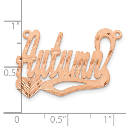 Rose Plated Sterling Silver/Rose Satin Diamond Cut Heart Name Plate