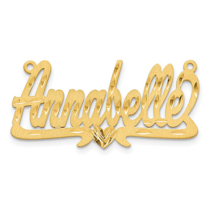 Gold Plated Sterling Silver/Gold Satin Diamond Cut Heart Name Plate