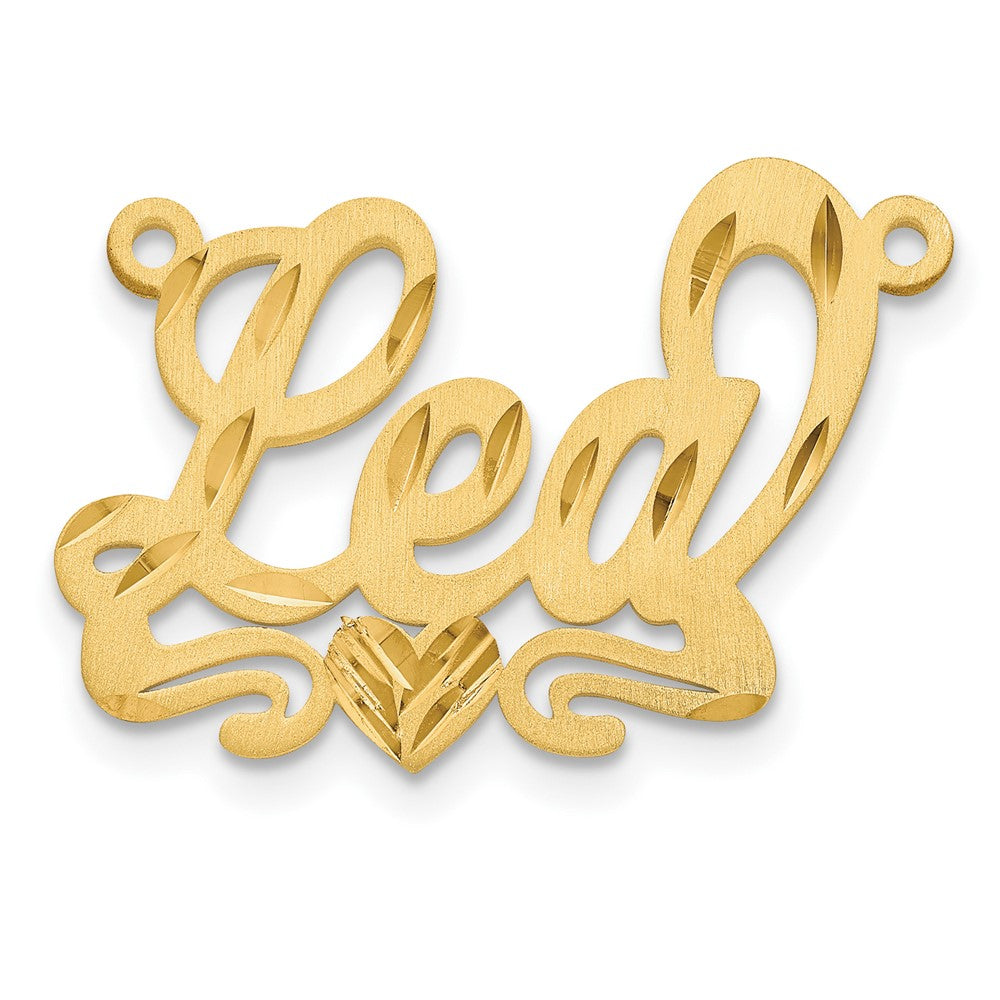 Gold Plated Sterling Silver/Gold Satin Diamond Cut Heart Name Plate