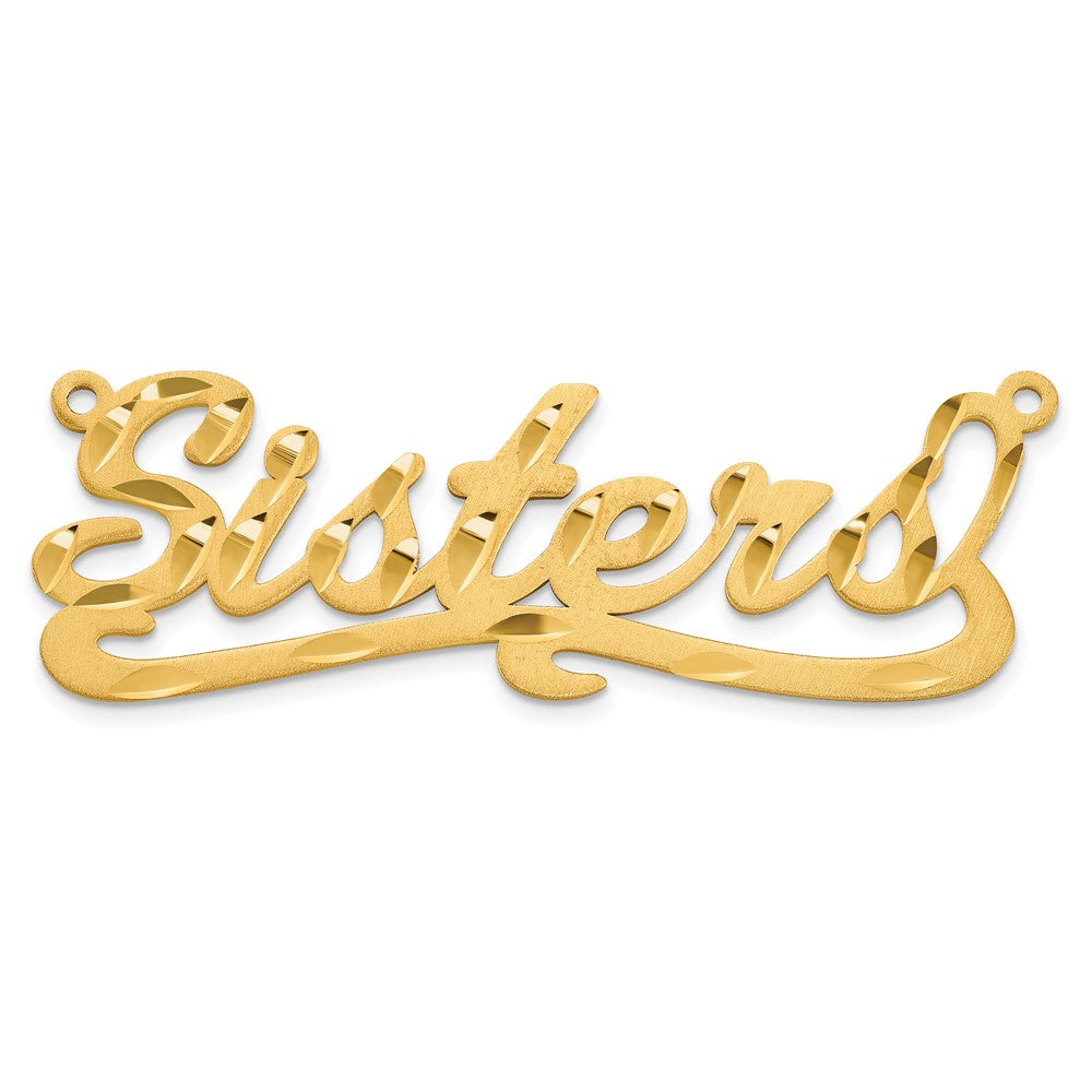14K Yellow Gold Satin Diamond Cut Name Plate
