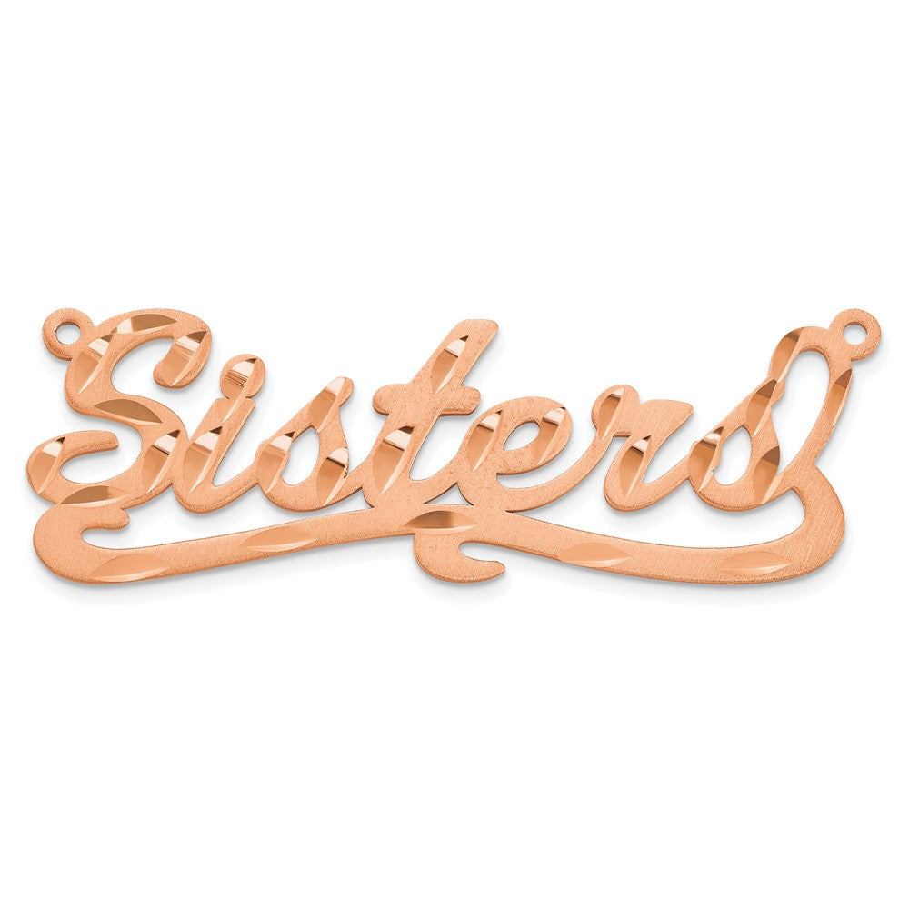 14K Rose Gold Satin Diamond Cut Name Plate