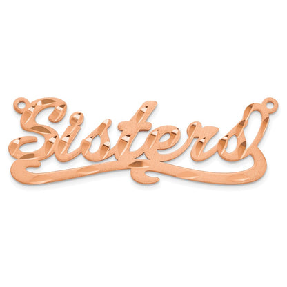 14K Rose Gold Satin Diamond Cut Name Plate