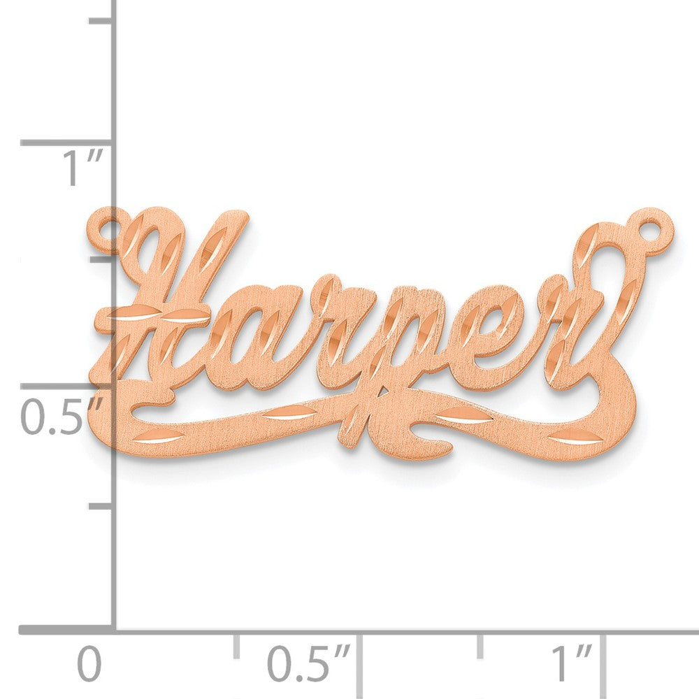 14K Rose Gold Satin Diamond Cut Name Plate