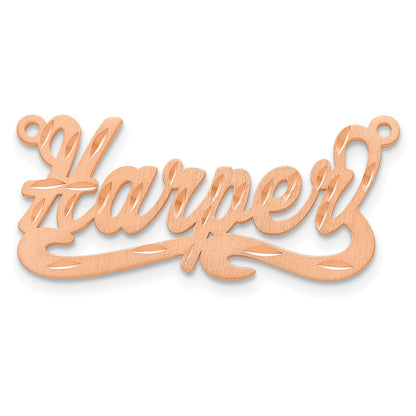 14K Rose Gold Satin Diamond Cut Name Plate