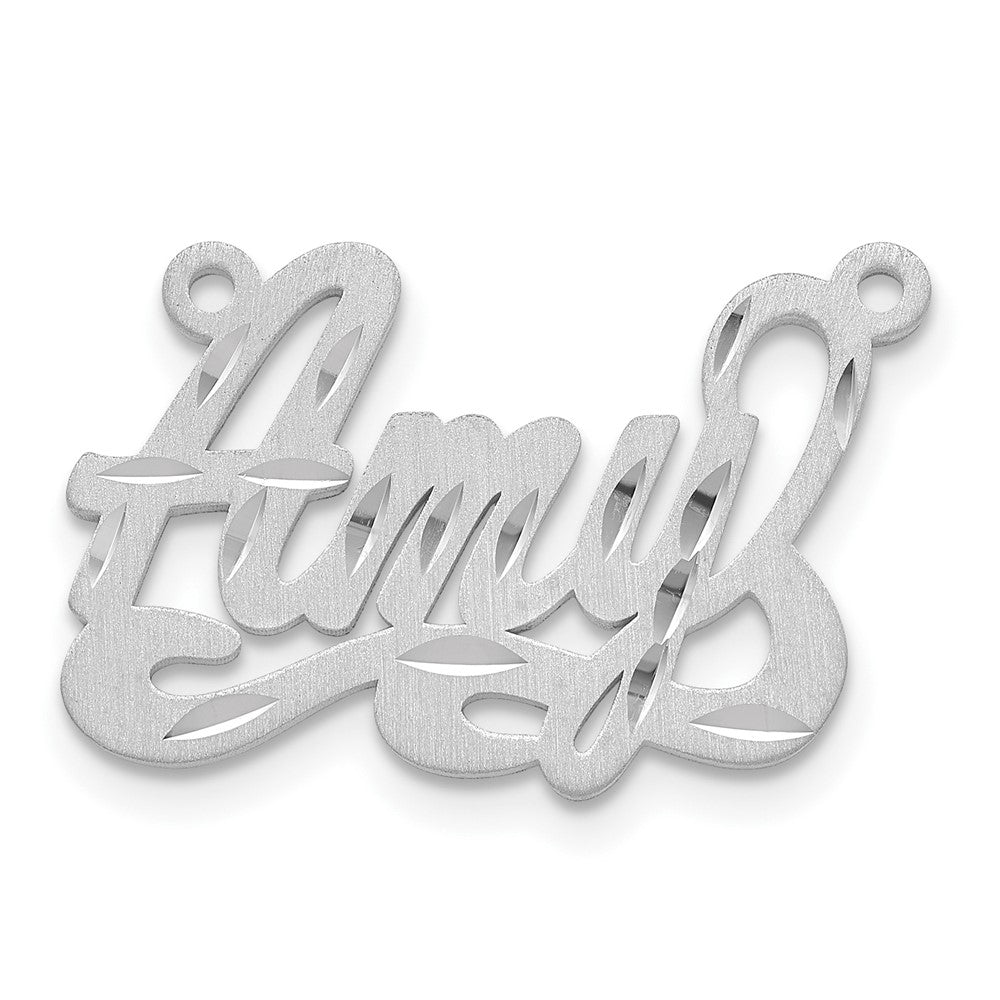 Sterling Silver Silver/Rhodium Plated Satin Diamond Cut Name Plate