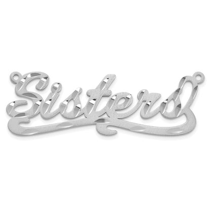 Sterling Silver Silver/Rhodium Plated Satin Diamond Cut Name Plate