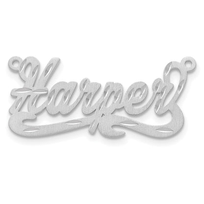 Sterling Silver Silver/Rhodium Plated Satin Diamond Cut Name Plate