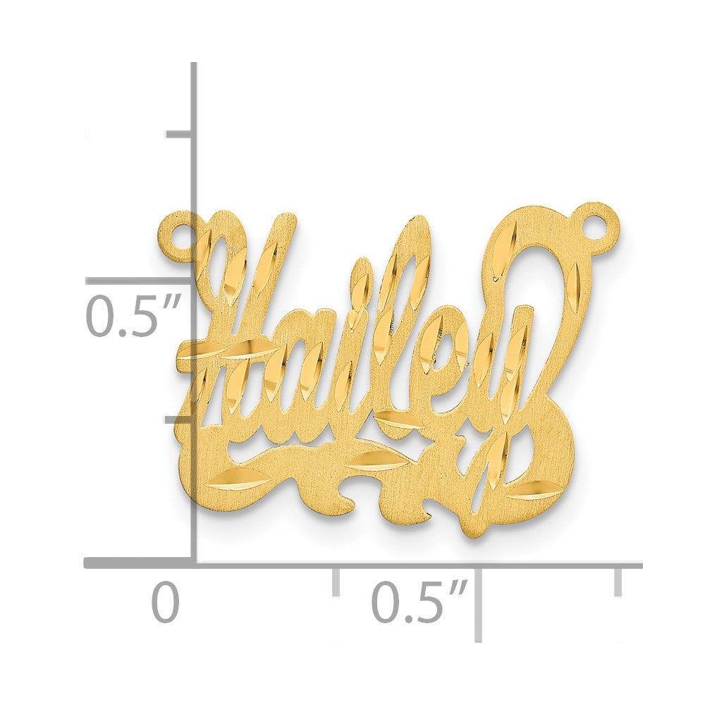 14K Yellow Gold Satin Diamond Cut Name Plate