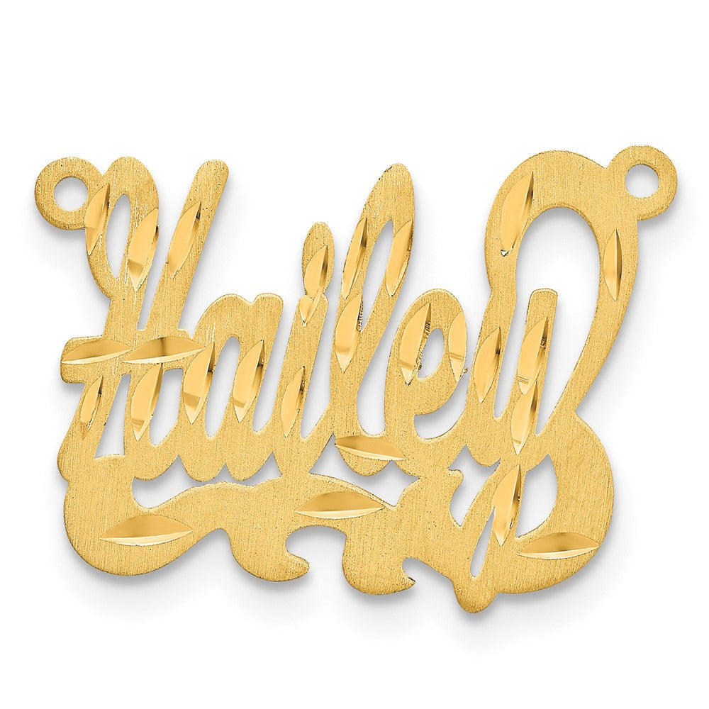 14K Yellow Gold Satin Diamond Cut Name Plate