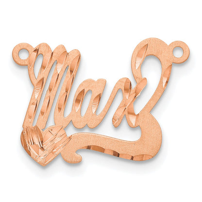 14K Rose Gold Satin Diamond Cut Heart Name Plate