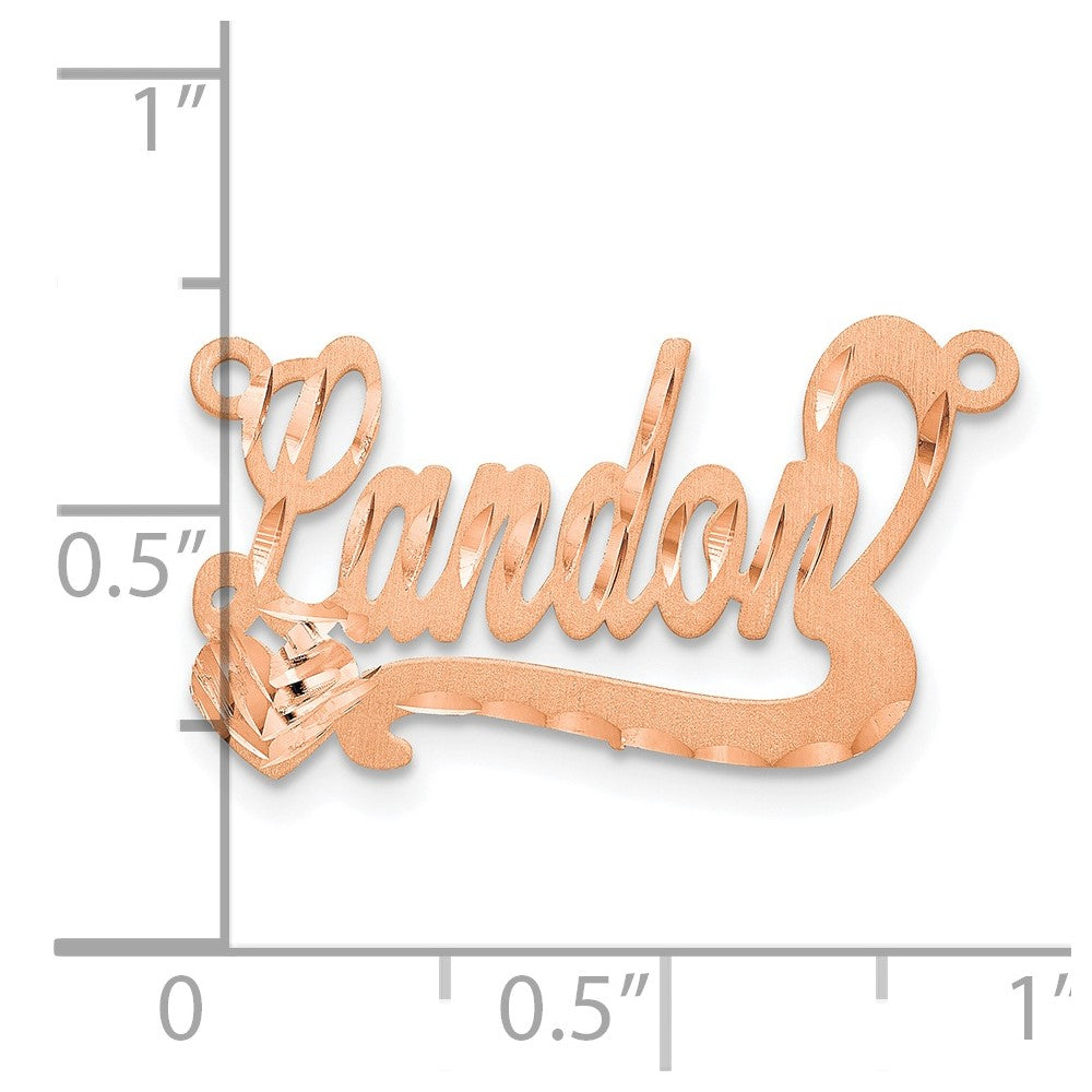 14K Rose Gold Satin Diamond Cut Heart Name Plate