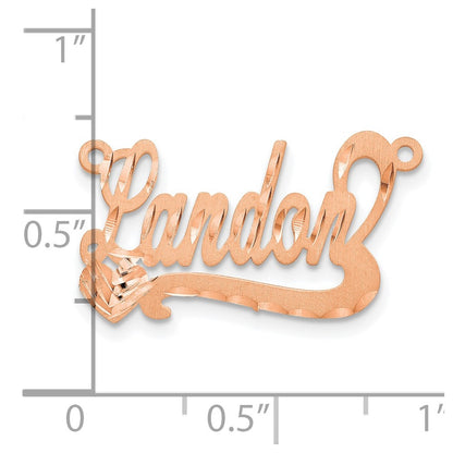 14K Rose Gold Satin Diamond Cut Heart Name Plate