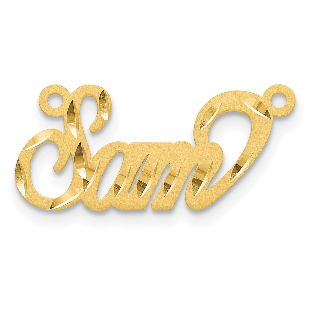 14K Yellow Gold Satin Diamond Cut Name Plate