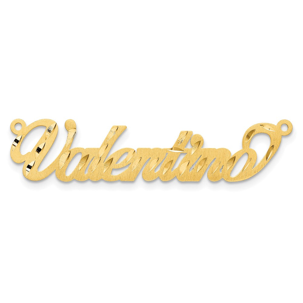 Gold Plated Sterling Silver/Gold Satin Diamond Cut Name Plate