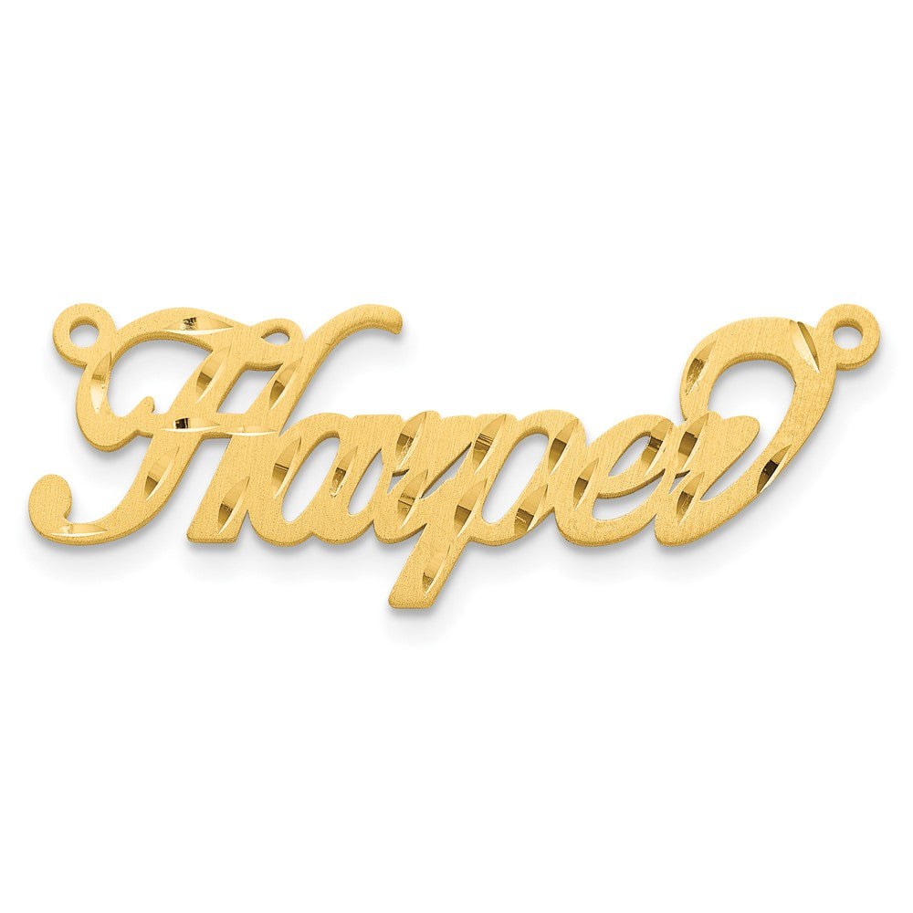 Gold Plated Sterling Silver/Gold Satin Diamond Cut Name Plate