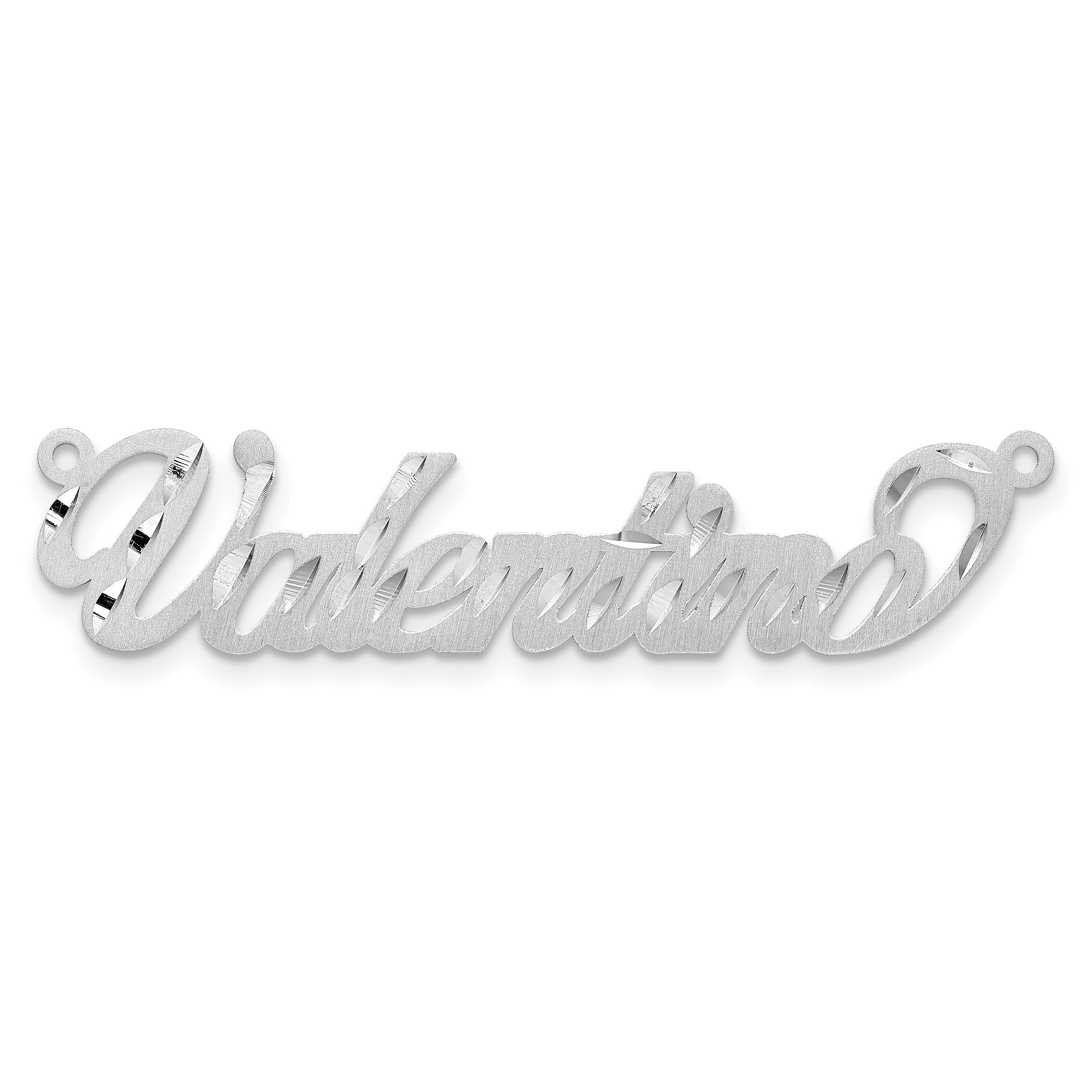 Sterling Silver Silver/Rhodium Plated Satin Diamond Cut Name Plate