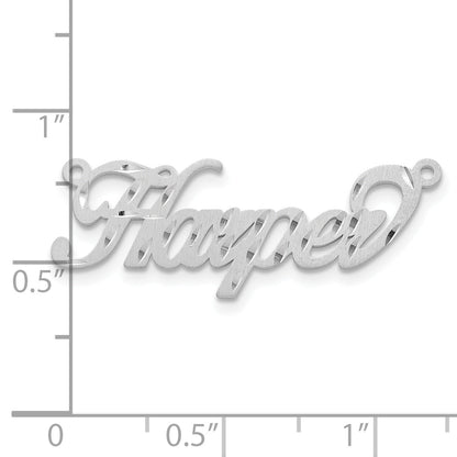 Sterling Silver Silver/Rhodium Plated Satin Diamond Cut Name Plate