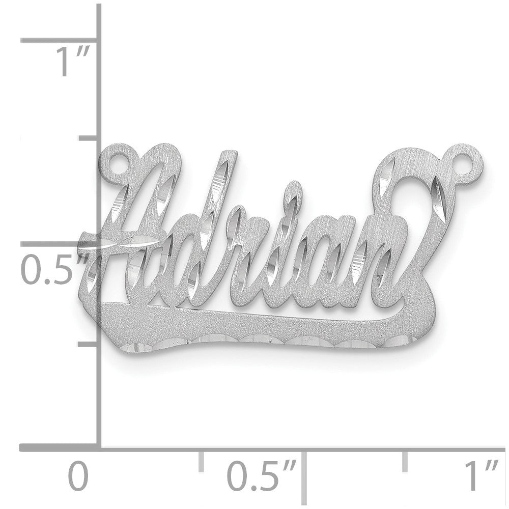 14K White Gold Satin Diamond Cut Underlined Name Plate