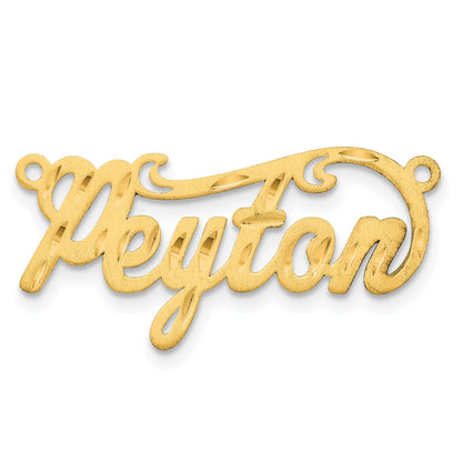 14K Yellow Gold Satin Diamond Cut Name Plate