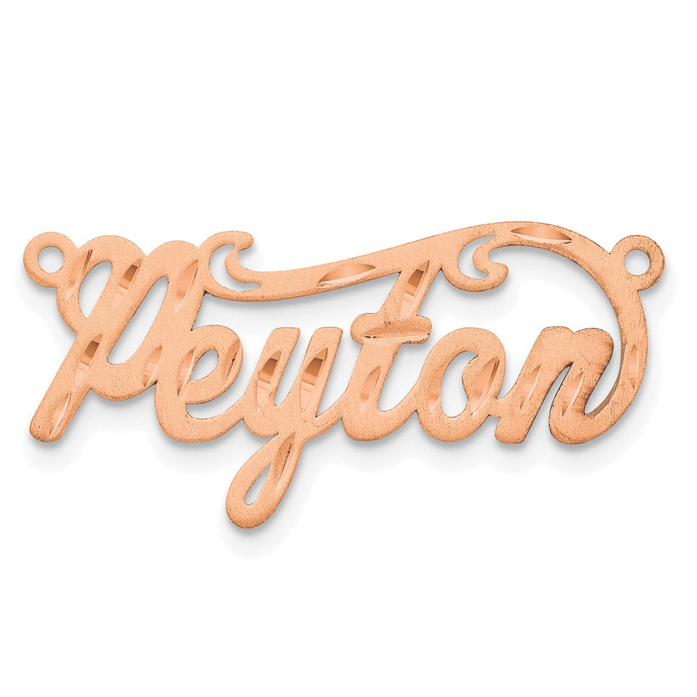 Rose Plated Sterling Silver/Rose Satin Diamond Cut Name Plate