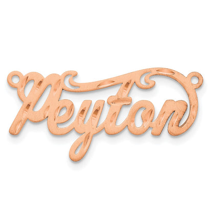 Rose Plated Sterling Silver/Rose Satin Diamond Cut Name Plate