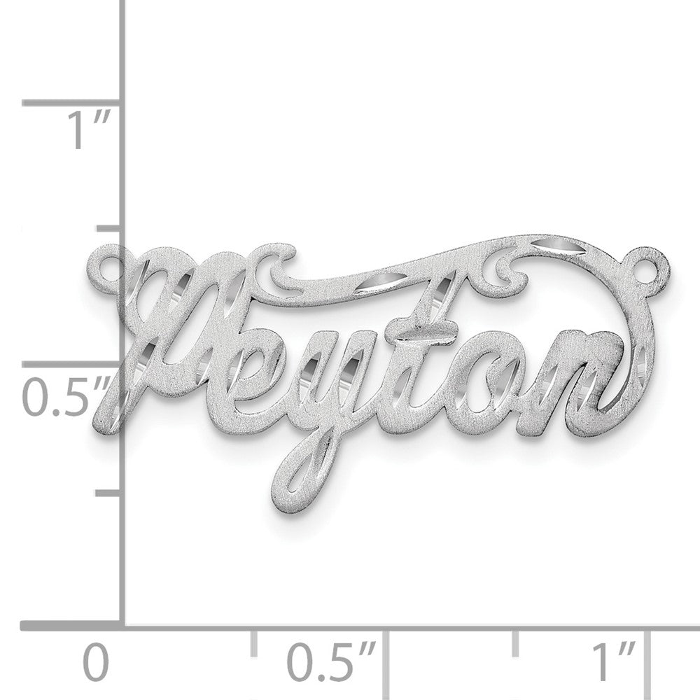 14K White Gold Satin Diamond Cut Name Plate