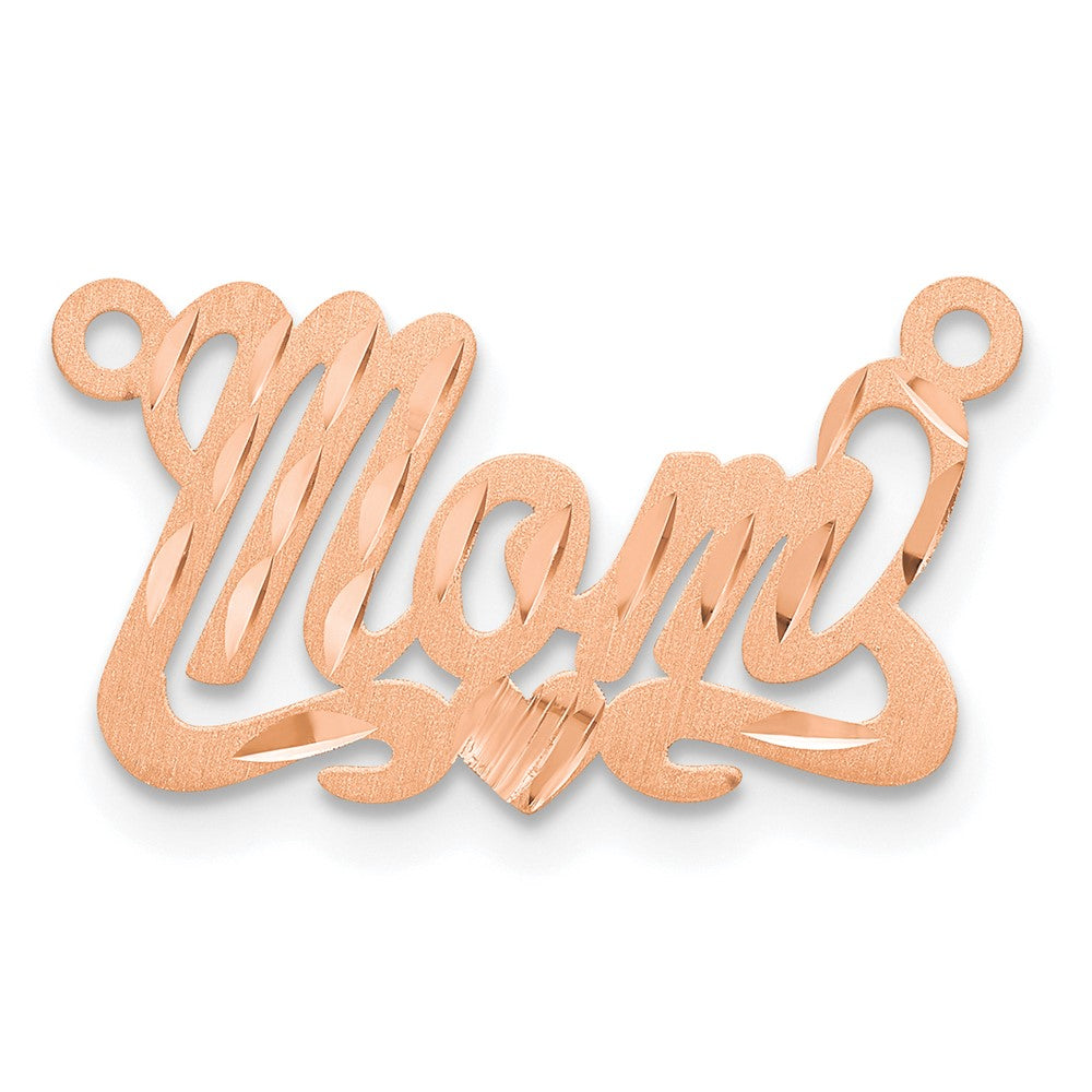 Rose Plated Sterling Silver/Rose Satin Diamond Cut Heart Name Plate