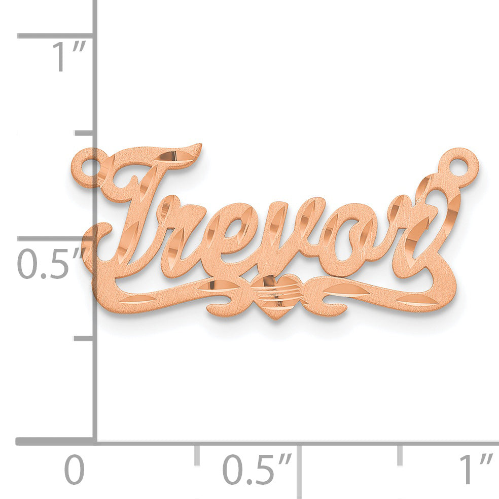 14K Rose Gold Satin Diamond Cut Heart Name Plate