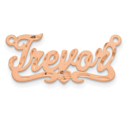 Rose Plated Sterling Silver/Rose Satin Diamond Cut Heart Name Plate