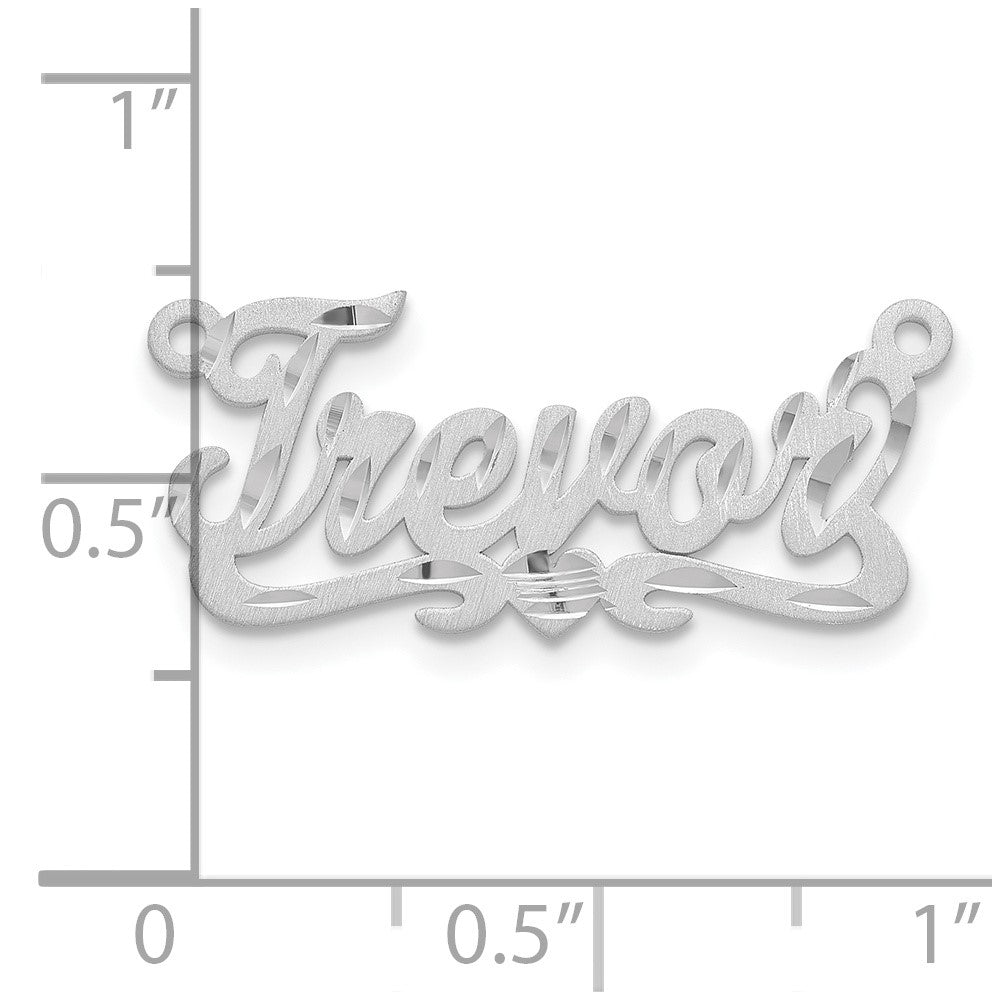 14K White Gold Satin Diamond Cut Heart Name Plate