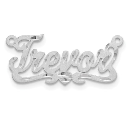 14K White Gold Satin Diamond Cut Heart Name Plate