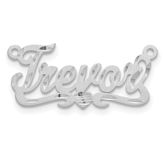 14K White Gold Satin Diamond Cut Heart Name Plate