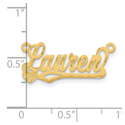 14K Yellow Gold Satin Diamond Cut Heart Name Plate