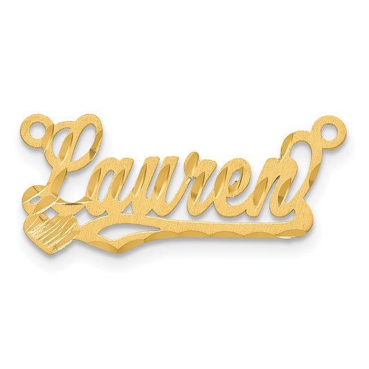 14K Yellow Gold Satin Diamond Cut Heart Name Plate
