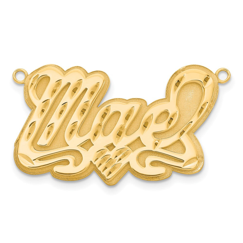 Gold Plated Sterling Silver/Gold 3D Diamond Cut Heart Name Plate