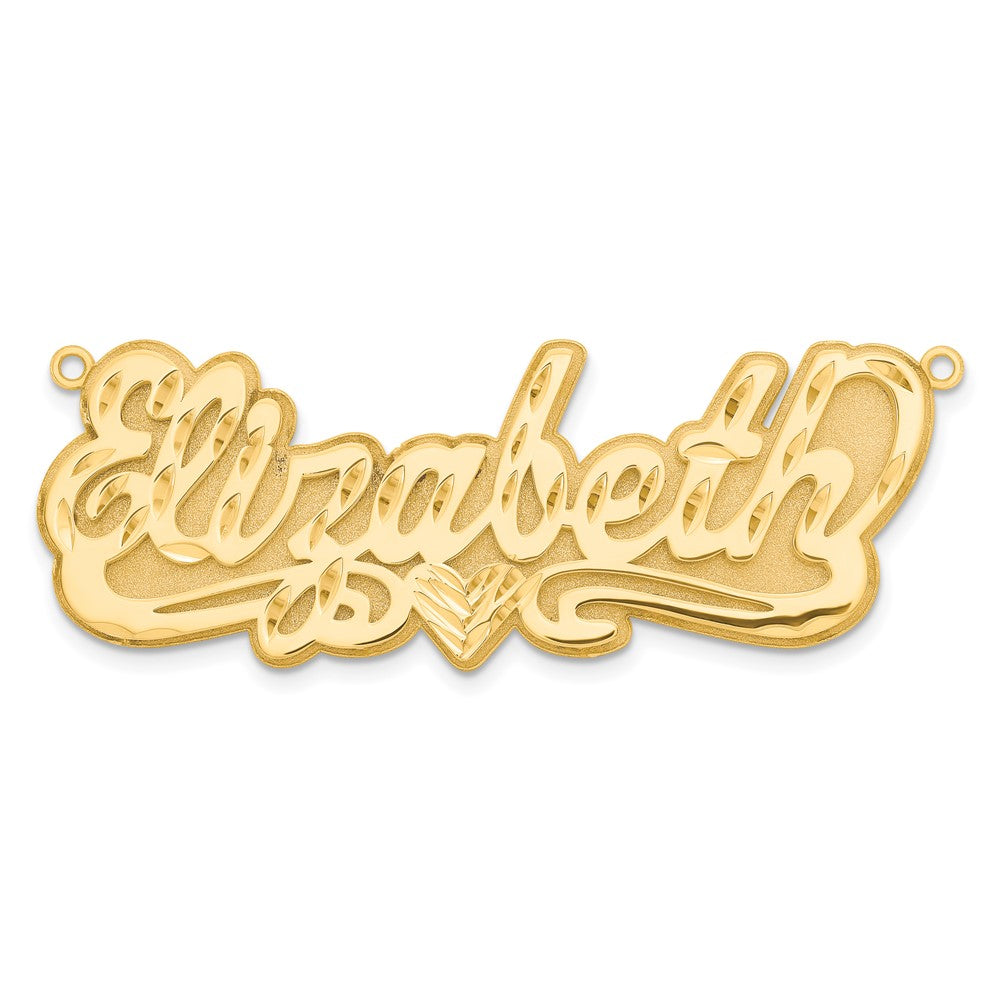 Gold Plated Sterling Silver/Gold 3D Diamond Cut Heart Name Plate