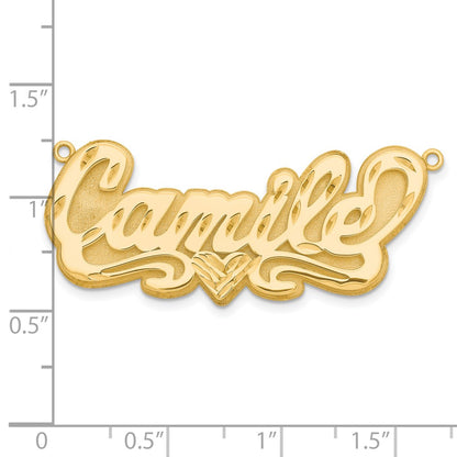 Gold Plated Sterling Silver/Gold 3D Diamond Cut Heart Name Plate