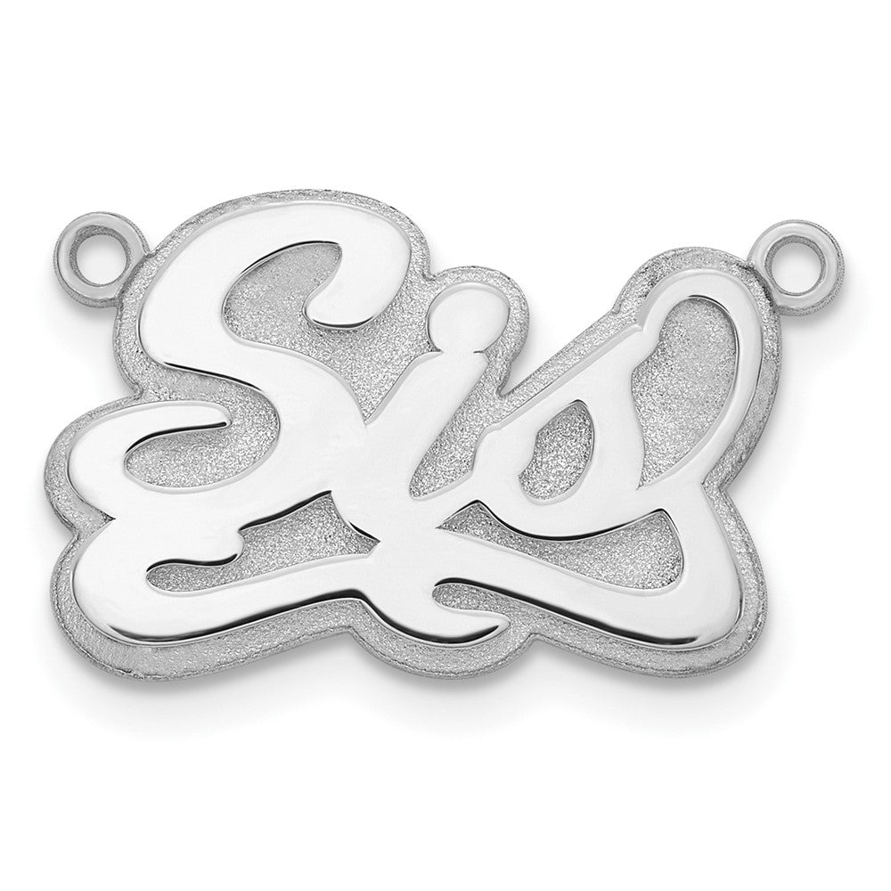 Sterling Silver Silver/Rhodium Plated 3D Polished Name Plate