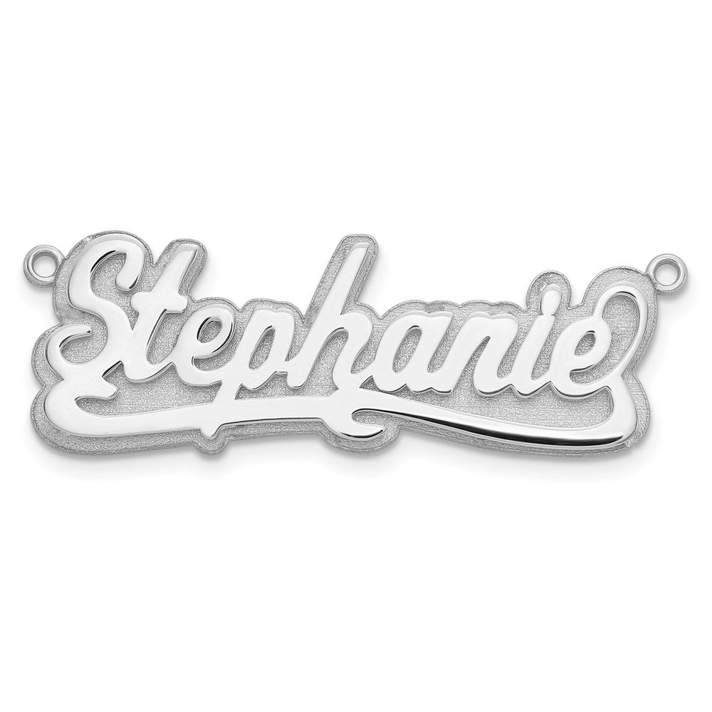 Sterling Silver Silver/Rhodium Plated 3D Polished Name Plate