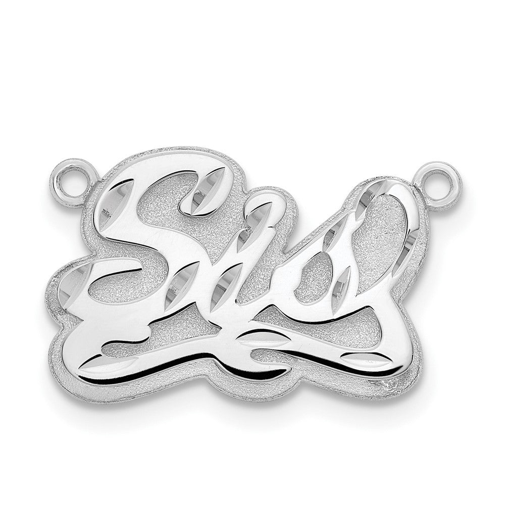 Sterling Silver Silver/Rhodium Plated 3D Diamond Cut Name Plate