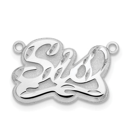Sterling Silver Silver/Rhodium Plated 3D Diamond Cut Name Plate