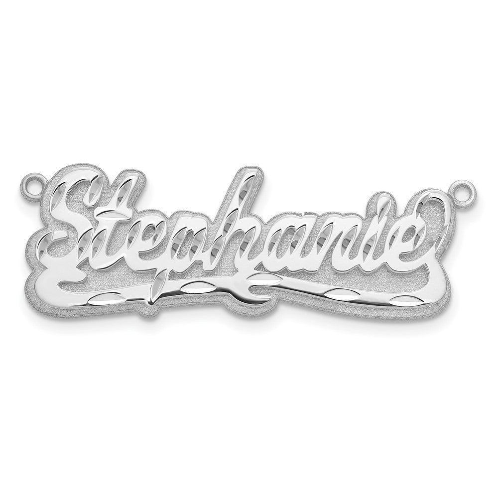 Sterling Silver Silver/Rhodium Plated 3D Diamond Cut Name Plate