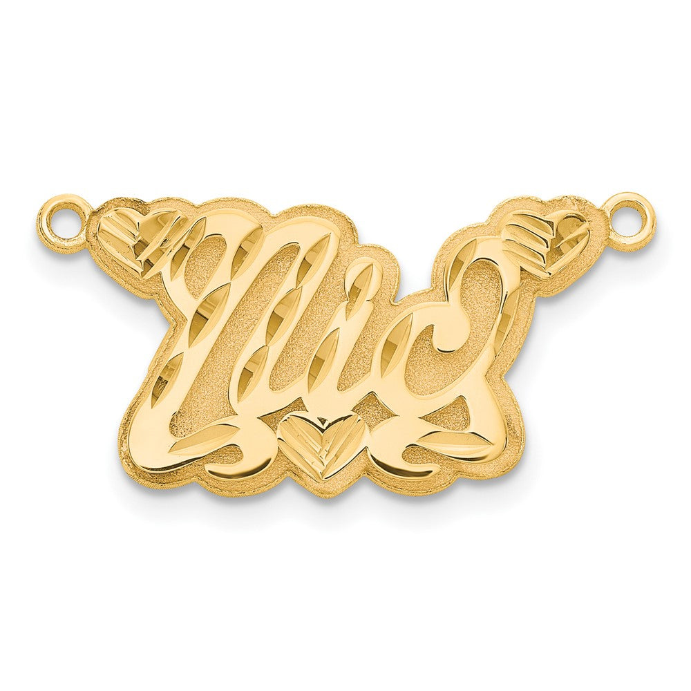 Gold Plated Sterling Silver/Gold 3D Diamond Cut Hearts Name Plate