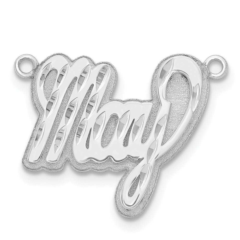 Sterling Silver Silver/Rhodium Plated 3D Diamond Cut Name Plate
