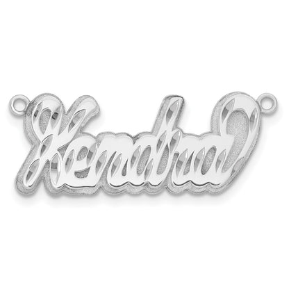 Sterling Silver Silver/Rhodium Plated 3D Diamond Cut Name Plate