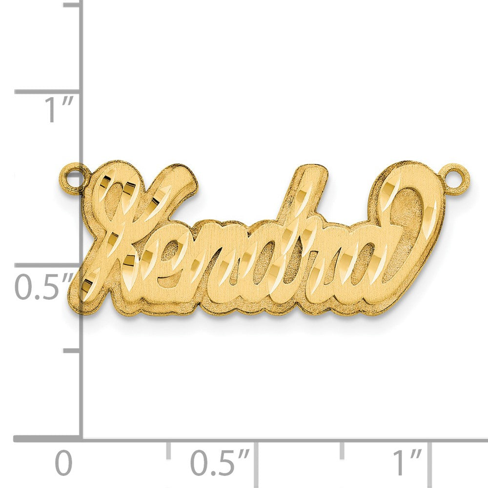 Gold Plated Sterling Silver/Gold 3D Satin Diamond Cut Name Plate